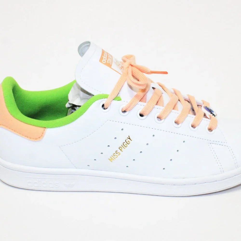 Adidas Stan Smith Disney Kermit & Miss Piggy White / Green / Peach Men's 9.5 - Picture 6 of 13